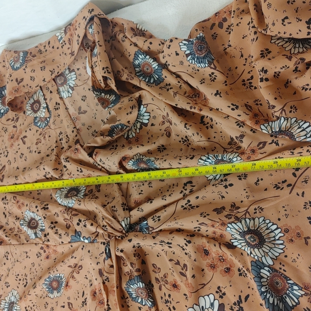 MTL 1980 Womens Sz 5X Floral Print Faux Wrap Bust Midi Dress Career Comfy Flow. - Picture 11 of 13